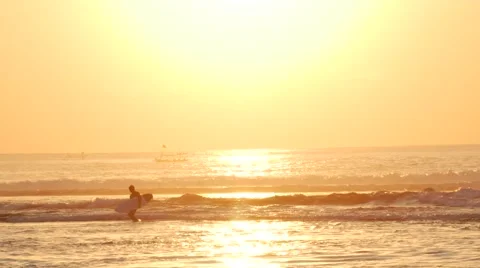 Sunset Surfer Bali 4k Stock Footage 44383696
