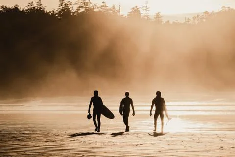 Sunset Surfers Foto stock
