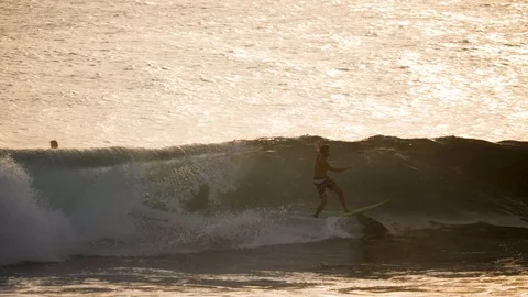 Sunset Surfing Barrel Indo Slowmotion 4k Stock Footage 103215919