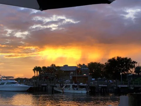 Sunset on the swamps Stock Photos