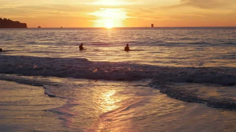 Sunset Swimmers from Baker Beach San Francisco Video stock 57931486