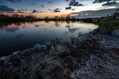 Sunset at the Swimming Hole Stock Photos