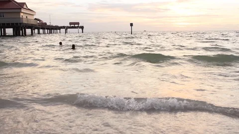 Sunset Swimming (with sound) Stock Footage 92000937