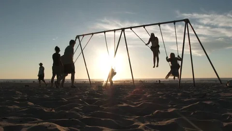 Sunset Swings At Beach 動画素材 80612871