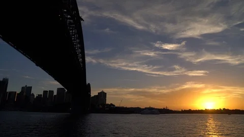 Sunset in Sydney Harbour Bridge Stock Footage 98902683