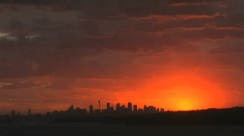 Sunset Sydney Skyline Stock Footage 292252