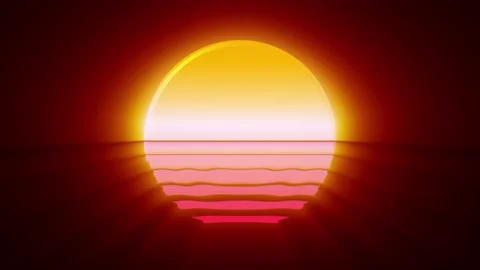 Sunset Synthwave Retro Sun Stock Footage 231764349
