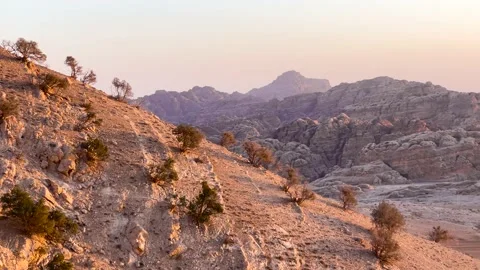 Sunset in Tabernas Desert Views, Scenic Nature Landscape in Almeria, Andalusia Stock Footage 237944311