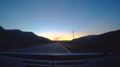 Sunset from the Tablelands in Gros Morne NF PoV DashCam Footage Stock Footage 127608948