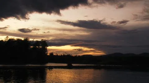 Sunset on a taiga river in autumn Stock Footage 8949112