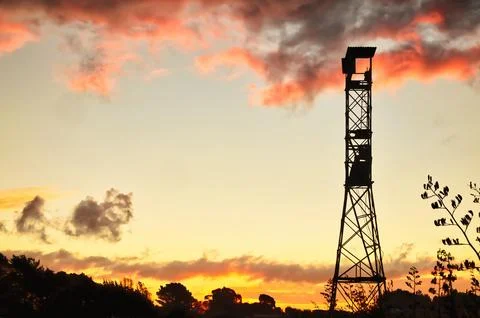 Sunset Tall Viewing Tower Stock Photos