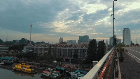Sunset of taming sari at melaka from bridge Video stock 97675106