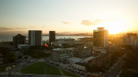 Sunset at the Tancredo Neves Square - Time lapse 2K Stock Footage 89681738