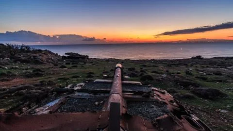 Sunset Tank Field Stock Photos