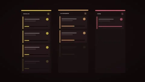 Sunset Task Flow Status Dark Board UI UI Animation Loop Stockbeeldmateriaal 342604374