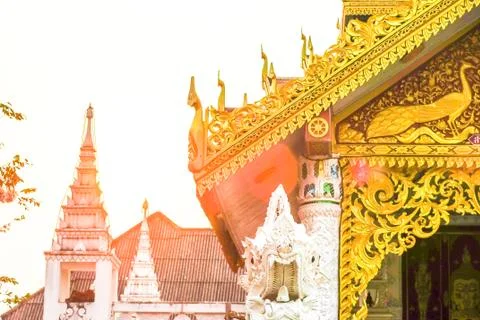 Sunset on temple background. Stock Photos