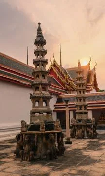 Sunset at the temple Stock Photos