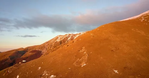 Sunset in Terminillo mountain seen from a drone Stock Footage 101070227
