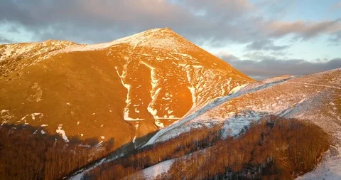 Sunset in Terminillo mountain seen from a drone Stock Footage 101070240