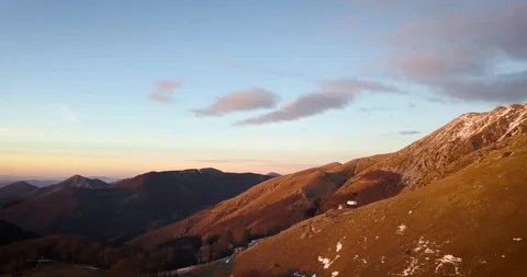 Sunset in Terminillo mountain seen from a drone Stock Footage 101070248