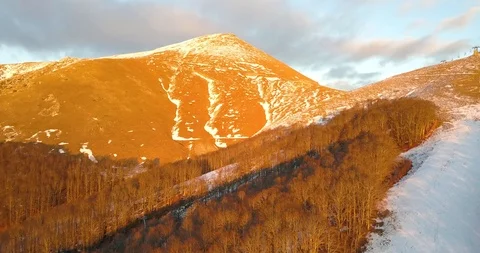 Sunset in Terminillo mountain seen from a drone Video stock 101070252