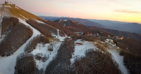 Sunset in Terminillo mountain seen from a drone Stock Footage 101070294