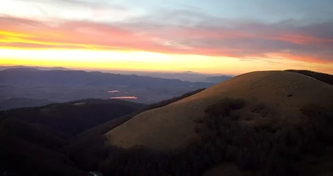 Sunset in Terminillo mountain seen from a drone Stock Footage 101070296