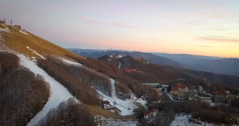 Sunset in Terminillo mountain seen from a drone Stock Footage 101070318