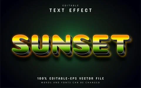 Sunset text effect with gradient Stock Illustration