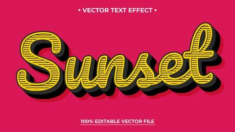 Sunset text effect, vintage retro editable text effect style イラスト素材