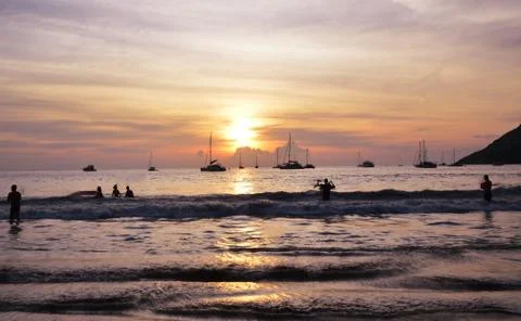 Sunset on the Thai coast Stock Photos