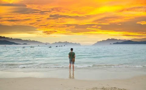 Sunset on the Thai coast Stock Photos