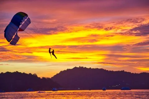Sunset on the Thai coast Stock Photos