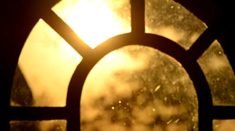 Sunset Through Antique Window 1 Stock-Footage 27260863