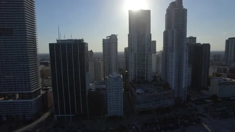 Sunset through the buildings Stock Footage 153278849