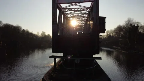 Sunset through Canal Swing Bridge, Manchester. Stock Footage 149519556