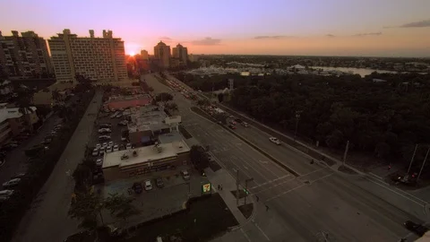 Sunset through the city Stock Footage 94643456