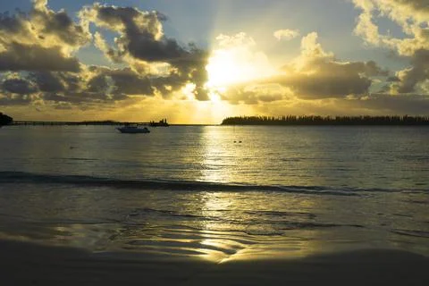 Sunset through clouds, Stock Photos