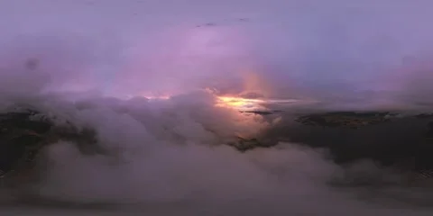 Sunset through drifting clouds over fjord waters – Part5 Stock Footage 319091954