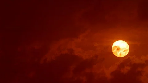 Sunset through Fiery Red Clouds 480x270 Stock Footage 530338