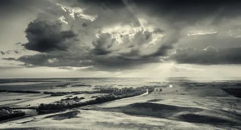 Sunset Through the Rain Clouds Stock Photos