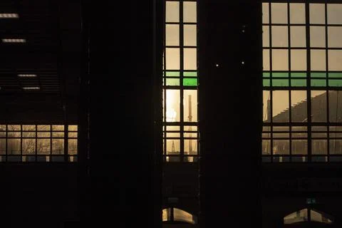 Sunset through station windows Stock Photos
