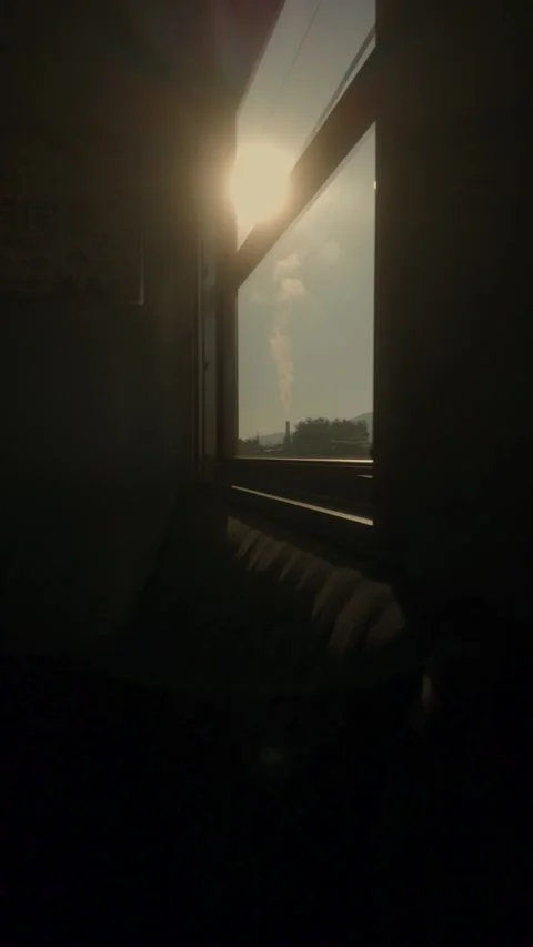 Sunset through a train window Stock Footage 294732525
