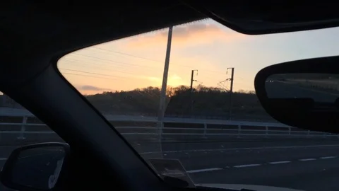 Sunset through windscreen Stock Footage 93866851