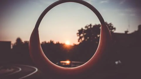 Sunset throught the circle Stock Photos