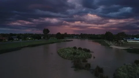 Sunset thunderstorm Stock Footage 95703476