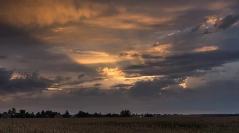 Sunset &amp; Thunderstorm timelapse Vídeos de archivo 61393002