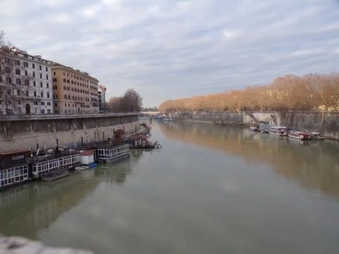 Sunset on the tiber river, Rome Stock Photos