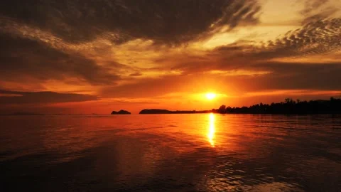 Sunset time above the ocean Stock Footage 133971400