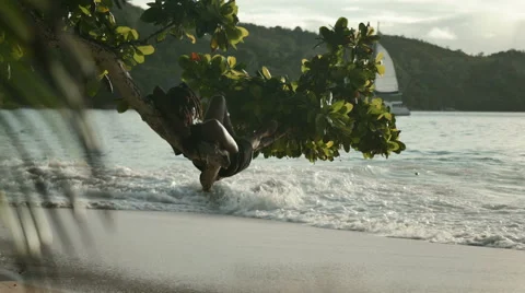 Sunset time at Anse Lazio beach, Praslin, Seychelles. Видео 51693551